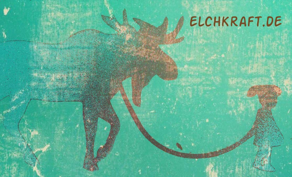 Elchkraft Logo zeigt einen Elch mit einem kleinen Kind